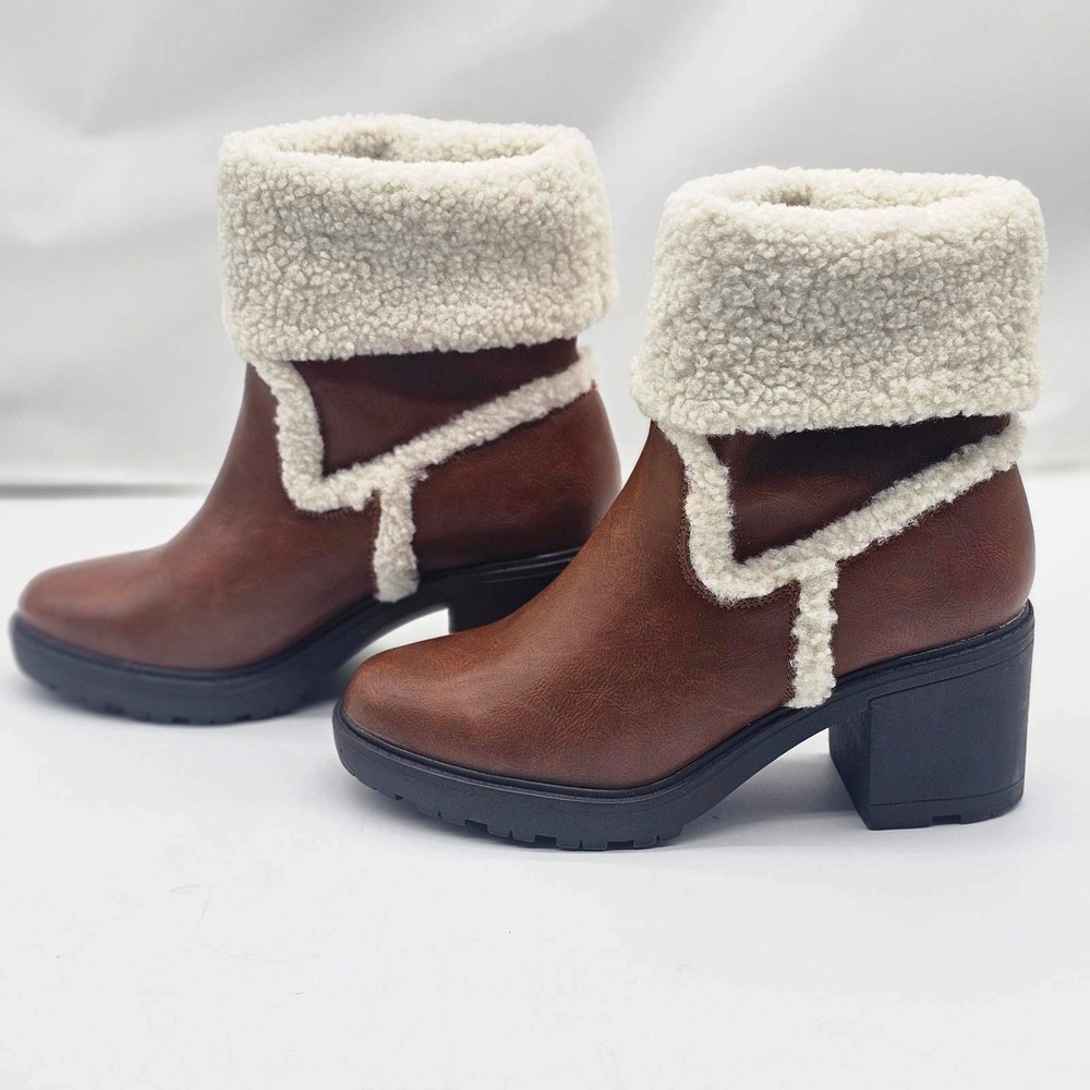 JustFab Trim Ankle Boots Women Size 9 Brown Excellent -Fall Winter